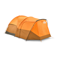 Orange and brown tent with The North Face logo on a white background